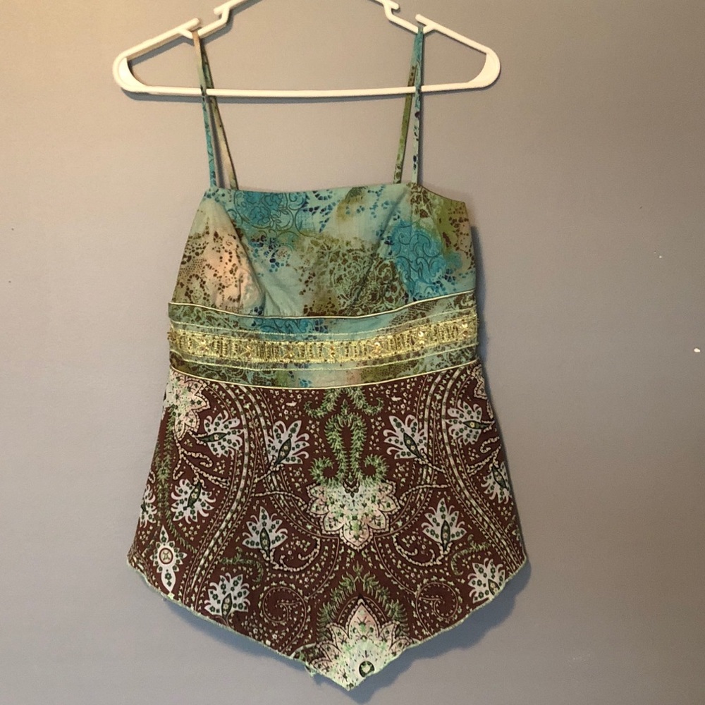 Paisley, spaghetti strap blouse w/empire waist